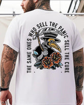 Men's Plus Size Street Fashion The Same Ones Who Sell The Panic Sell The Cure Printed Round Neck Short Sleeve T-Shirt